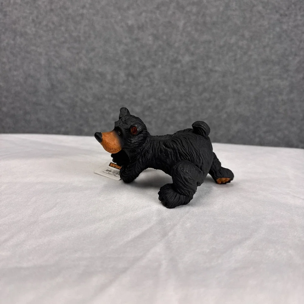 Wilcor Willie Bear Wine Bottle Hanger Figurine Black Resin Cabin Decor GFT3564